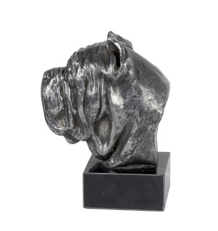Mastino Napoletano, Neapolitanischer Mastiff - Figur auf Marmor, mit Silbermetall überzogen, handgefertigt, Marke Art-Dog