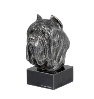 Neapolitan Mastiff, Mastino Napoletano - figurine on marble, covered with silver metal, handmade, brand Art-Dog