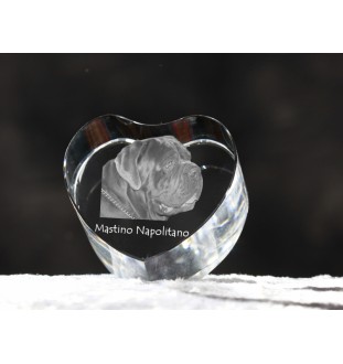 Neapolitan Mastiff, Mastino Napoletano - a photo of a dog in crystal, crystal heart, unique photo frame from the Art-Dog brand