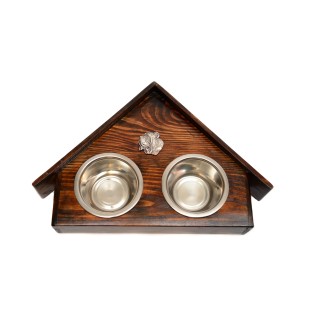 Neapolitan Mastiff, Mastino Napoletano - wooden stand with bowls for a dog, decorative dog bowls, a gift for adopting a dog from the Art-Dog brand