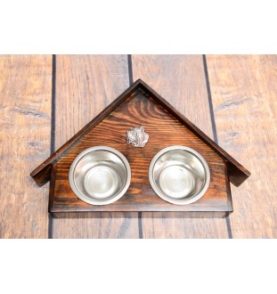 Neapolitan Mastiff, Mastino Napoletano - wooden stand with bowls for a dog, decorative dog bowls, a gift for adopting a dog from the Art-Dog brand