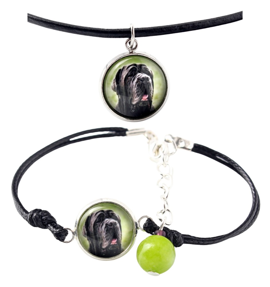 Neapolitan Mastiff, Mastino Napoletano - a set of jewelry with your photo, handmade set, bracelet and necklace by Art.-Dog brand