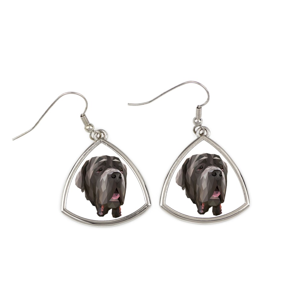Neapolitan Mastiff, Mastino Napoletano - earrings with a picture and the inscription geometric dog Art-Dog
