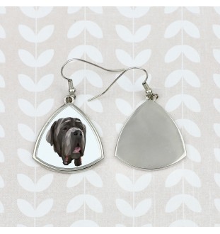 Neapolitan Mastiff, Mastino Napoletano - earrings with a picture and the inscription geometric dog Art-Dog