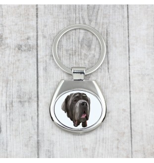 Mastino Napoletano, Neapolitanischer Mastiff - geometrischer Schlüsselanhänger mit Foto und Aufschrift Art-Dog