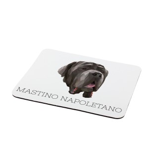 Mâtin napolitain, Mâtin de Naples, Napolitain - tapis de souris géométrique avec photo et inscription Art-Dog