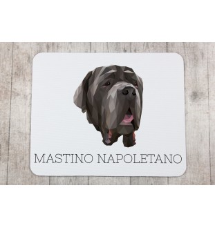 Mâtin napolitain, Mâtin de Naples, Napolitain - tapis de souris géométrique avec photo et inscription Art-Dog