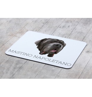 Mâtin napolitain, Mâtin de Naples, Napolitain - tapis de souris géométrique avec photo et inscription Art-Dog