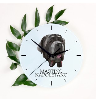 Neapolitan Mastiff, Mastino Napoletano - geometric wall clock with a picture and the brand name Art-Dog