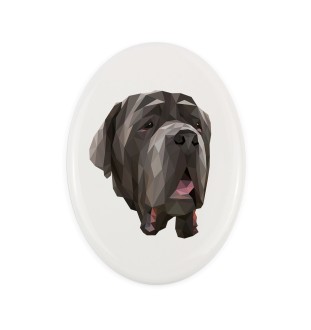 Mâtin napolitain, Mâtin de Naples, Napolitain - une plaque avec une photo et un motif géométrique de la marque Art-Dog