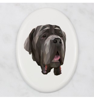 Mâtin napolitain, Mâtin de Naples, Napolitain - une plaque avec une photo et un motif géométrique de la marque Art-Dog