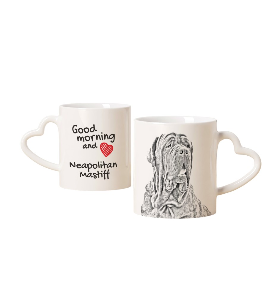 Mastino Napoletano, Neapolitanischer Mastiff - Tasse mit Hund, entzückende Tasse mit herzförmigem Henkel, universelles Geschenk der Marke Art-Dog