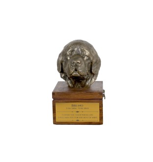 Chien de Terre-neuve, retriever de Terre-Neuve - urne pour les cendres du chien avec une statuette, petite urne pour chien, urne personnalisée avec le buste du chien de la marque Art-Dog