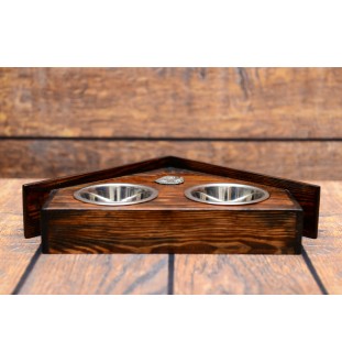Newfoundland, Newfs, Newfies - wooden stand with bowls for a dog, decorative dog bowls, a gift for adopting a dog from the Art-Dog brand
