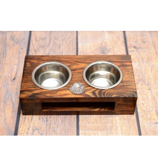 Neufundländer, Newfoundland - Holzständer mit Näpfen für Hunde, Edelstahlnäpfe, Geschenk zur Adoption eines Hundes von der Marke Art-Dog