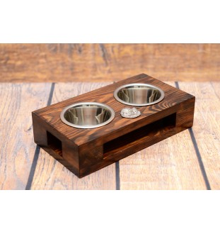 Neufundländer, Newfoundland - Holzständer mit Näpfen für Hunde, Edelstahlnäpfe, Geschenk zur Adoption eines Hundes von der Marke Art-Dog