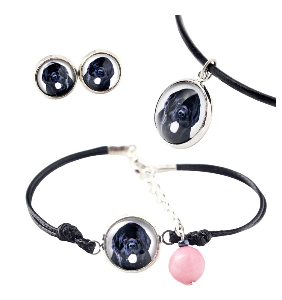 Neufundländer, Newfoundland - Schmuckset in einer Schachtel, Halskette, Ohrringe, Armband, Produkte der Marke Art-Dog