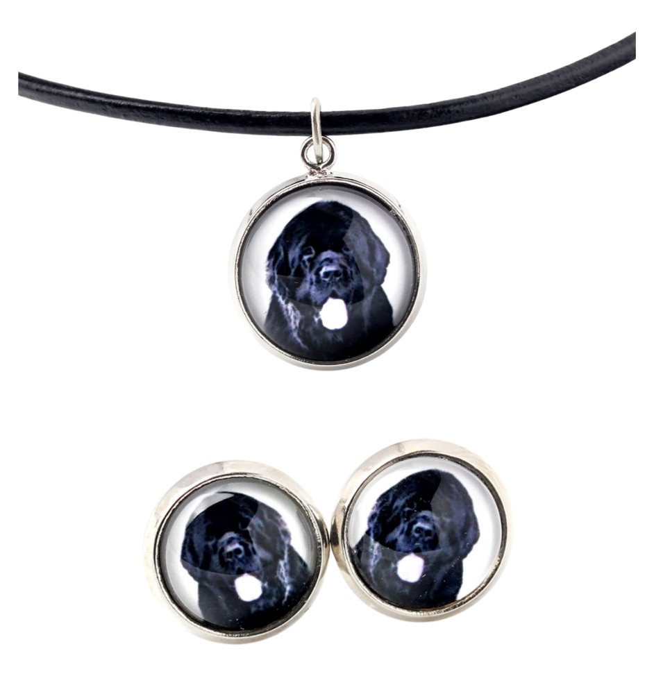 Neufundländer, Newfoundland - Schmuck mit Ihrem Foto-Box, Halskette und Ohrringe-Set, personalisierte Produkte der Marke Art-Dog.
