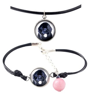 Chien de Terre-neuve, retriever de Terre-Neuve - ensemble de bijoux avec votre photo, ensemble fait à la main, bracelet et collier de la marque Art.-Dog