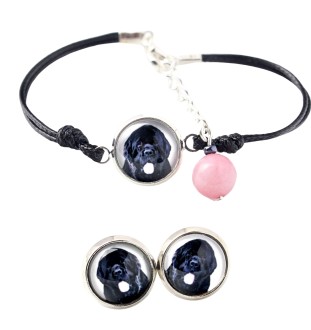 Nowofundland bransoletka i kolczyki ze zdjęciem Art-Dog