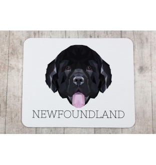 Chien de Terre-neuve, retriever de Terre-Neuve - tapis de souris géométrique avec photo et inscription Art-Dog