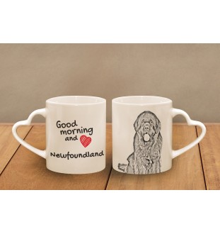 Neufundländer, Newfoundland - Tasse mit Hund, entzückende Tasse mit herzförmigem Henkel, universelles Geschenk der Marke Art-Dog