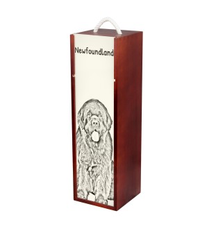 Neufundländer, Newfoundland - Weinbox mit Hund, Alkoholbox mit Grafik, personalisierte Geschenkbox der Marke Art-Dog
