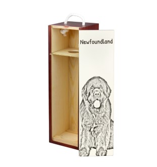 Neufundländer, Newfoundland - Weinbox mit Hund, Alkoholbox mit Grafik, personalisierte Geschenkbox der Marke Art-Dog