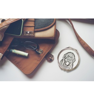 Neufundländer, Newfoundland - Taschenspiegel mit Hund, personalisierter Taschenspiegel, kompakter Spiegel mit Art-Dog-Logo