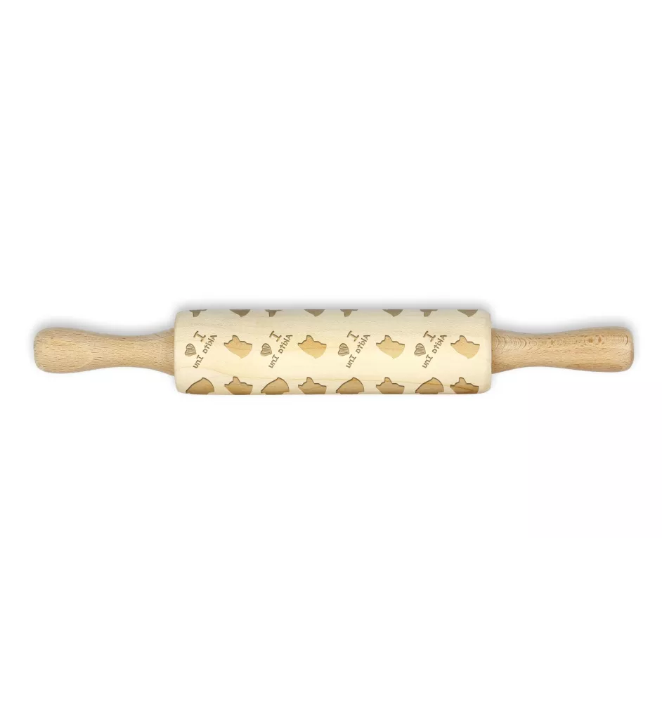 Akita, Akita Inu - small rolling pin with a dog pattern, a rolling pin for children's dough, decorating ceramic clay by Art-Dog brand