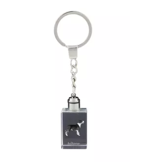 Bull Terrier, Bully - Crystal key ring with dog photo, illuminated key ring, unique gift by Art-Dog brand