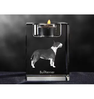 Bull Terrier, Bully - Candle holder with dog photo, crystal tealight holder, personalised gift by Art-Dog brand