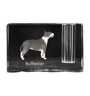 Bull Terrier - Porte-stylos, organiseur en cristal avec photo de chien, décoration de bureau unique par la marque Art-Dog