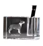 Bull Terrier, Bullterrier - Stifthalter, Kristallorganizer mit Hundefoto, einzigartige Schreibtischdekoration der Marke Art-Dog