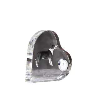 Bull Terrier, Bully - crystal clock with a dog picture, heart-shaped shelf clock, personalized standing clock by Art-Dog brand