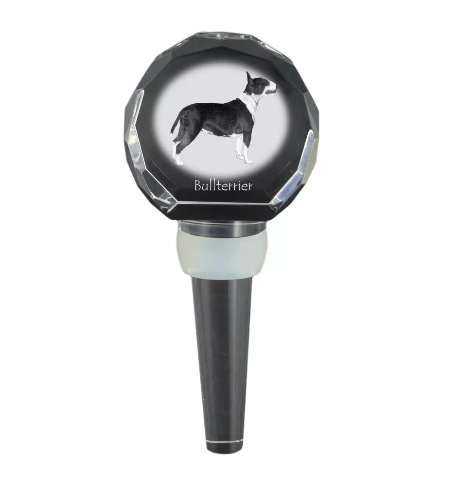 Bull Terrier, Bullterrier - Kristallflaschenverschluss, einzigartiger Weinverschluss mit Foto, personalisiertes Geschenk für Sommelier der Marke Art-Dog