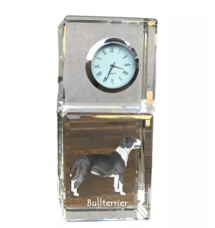 Bulterier zegar kryształowy z psem Art-Dog
