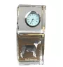 Bull Terrier, Bully - crystal clock with a photo, a photo of a dog in crystal, personalized desk clock by Art-Dog brand