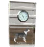 Bull Terrier, Bullterrier - Glasuhr mit Foto, Foto eines Hundes im Kristall, personalisierte Tischuhr für das Büro der Marke Art-Dog