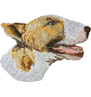 Bull Terrier, Bully - dog-shaped patch, embroidered patch, unique decoration for Art-Dog backpack