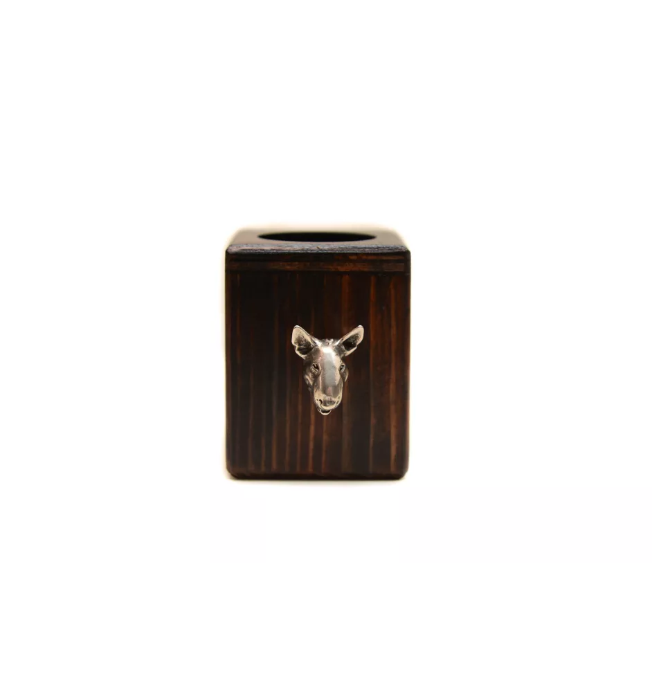 Bull Terrier, Bully I - wooden candle holder with a dog, a unique souvenir after losing a dog, a handicraft from the Art-Dog brand