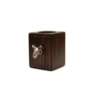 Bull Terrier, Bully I - wooden candle holder with a dog, a unique souvenir after losing a dog, a handicraft from the Art-Dog brand