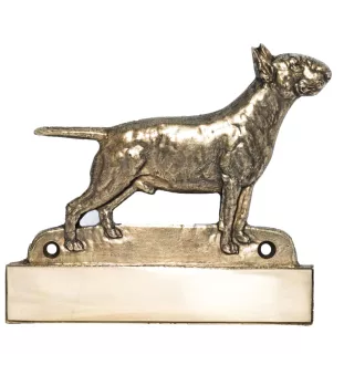Bull Terrier, Bully - address plaque with a dog, brass nameplate, personalized door sign with the brand name Art-Dog