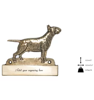 Bull Terrier, Bully - address plaque with a dog, brass nameplate, personalized door sign with the brand name Art-Dog