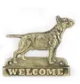 Bull Terrier, Bully - a door sign with a dog, a brass welcome plaque, a unique sign with the inscription Welcome from the Art-Dog brand