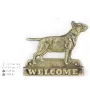 Bull Terrier, Bullterrier - Türschild mit Hund, messingfarbenes Willkommensschild, einzigartiges Schild mit der Aufschrift Welcome von der Marke Art-Dog