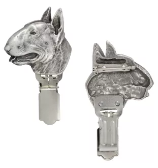 Bull Terrier - broche avec pince, support pour numéro de départ, épingle argentée pour exposition de chiens de la marque Art-Dog