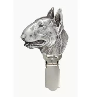 Bull Terrier - broche avec pince, support pour numéro de départ, épingle argentée pour exposition de chiens de la marque Art-Dog