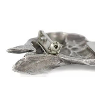 Bull Terrier, Bully - brooch with a clip, holder for a start number, silver-plated dog show pin from the Art-Dog brand