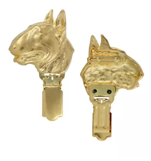 Bull Terrier - broche avec pince, support doré pour numéro de départ, élégante épingle pour exposition de chiens de la marque Art-Dog